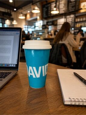 David’s Tea Turquoise Travel Mug Reusable Coffee Cup With Silicone Lid